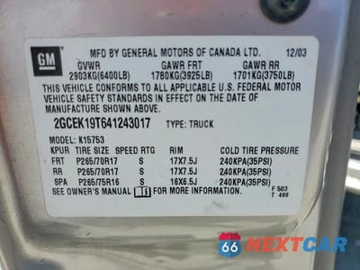 Zdjęcie 13 z 13 samochodu: 2004 CHEVROLET SILVERADO K1500 VIN:2GCEK19T641243017 - miniatura