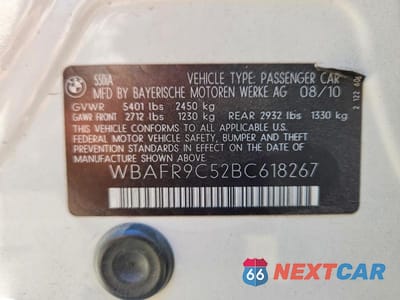 Zdjęcie 12 z 12 samochodu: 2011 BMW 550 I VIN:WBAFR9C52BC618267 - miniatura