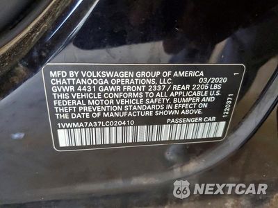 Zdjęcie 12 z 12 samochodu: 2020 VOLKSWAGEN PASSAT R-LINE VIN:1VWMA7A37LC020410 - miniatura
