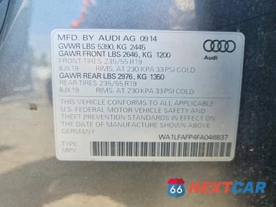 Zdjęcie 12 z 12 samochodu: 2015 AUDI Q5 PREMIUM PLUS VIN:WA1LFAFP4FA046837 - miniatura