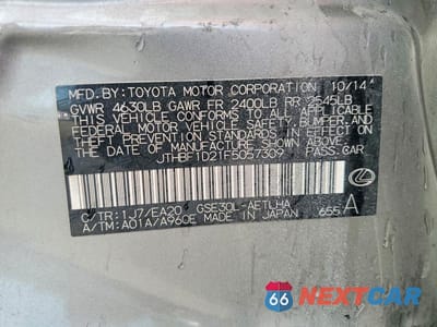 Zdjęcie 12 z 12 samochodu: 2015 LEXUS IS 250 BASE VIN:JTHBF1D21F5057309 - miniatura