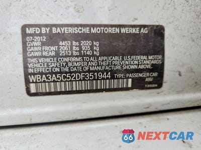 Zdjęcie 12 z 12 samochodu: 2013 BMW 328 I VIN:WBA3A5C52DF351944 - miniatura