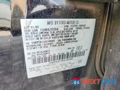 Zdjęcie 12 z 12 samochodu: 2005 FORD FIVE HUNDRED SE VIN:1FAFP23115G149382 - miniatura