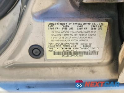 Zdjęcie 13 z 13 samochodu: 2004 NISSAN SENTRA 1.8 VIN:3N1CB51D94L913535 - miniatura