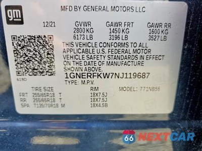 Zdjęcie 13 z 13 samochodu: 2022 CHEVROLET TRAVERSE LS VIN:1GNERFKW7NJ119687 - miniatura