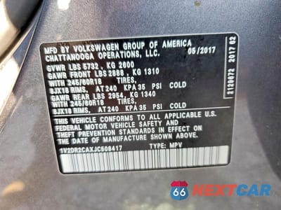Zdjęcie 13 z 13 samochodu: 2018 VOLKSWAGEN ATLAS SE VIN:1V2DR2CAXJC508417 - miniatura