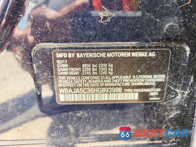 Zdjęcie 12 z 12 samochodu: 2017 BMW 530 I VIN:WBAJA5C36HG893988 - miniatura