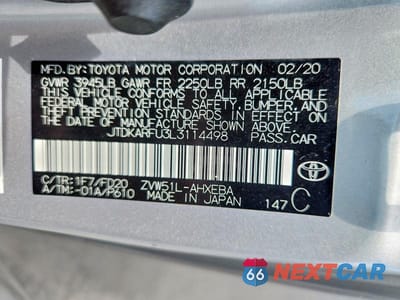 Zdjęcie 12 z 12 samochodu: 2020 TOYOTA PRIUS LE VIN:JTDKARFU3L3114498 - miniatura