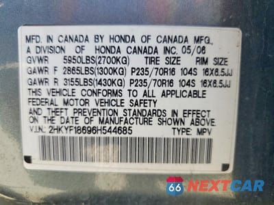Zdjęcie 13 z 13 samochodu: 2006 HONDA PILOT EX VIN:2HKYF18696H544685 - miniatura