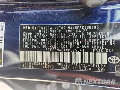 Zdjęcie 12 z 12 samochodu: 2022 TOYOTA COROLLA LE VIN:5YFEPMAE4NP325041 - miniatura