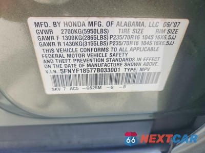 Zdjęcie 13 z 13 samochodu: 2007 HONDA PILOT EXL VIN:5FNYF18577B033001 - miniatura
