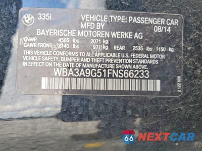 Zdjęcie 12 z 12 samochodu: 2015 BMW 335 I VIN:WBA3A9G51FNS66233 - miniatura
