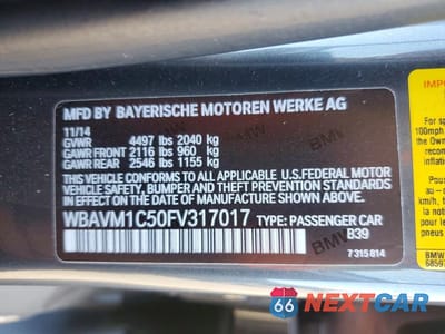 Zdjęcie 12 z 12 samochodu: 2015 BMW X1 SDRIVE28I VIN:WBAVM1C50FV317017 - miniatura