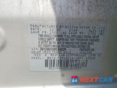 Zdjęcie 12 z 12 samochodu: 2021 NISSAN VERSA SV VIN:3N1CN8EV0ML845329 - miniatura