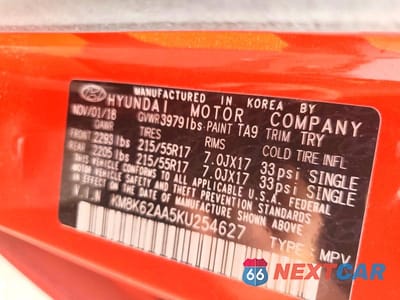 Zdjęcie 13 z 13 samochodu: 2019 HYUNDAI KONA SEL VIN:KM8K62AA5KU254627 - miniatura