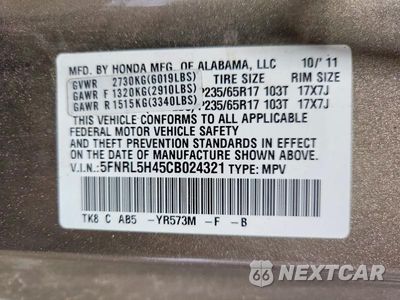 Zdjęcie 13 z 13 samochodu: 2012 HONDA ODYSSEY EX VIN:5FNRL5H45CB024321 - miniatura
