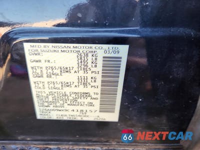 Zdjęcie 12 z 12 samochodu: 2009 SUZUKI EQUATOR SPORT VIN:5Z6AD09WX9C418157 - miniatura