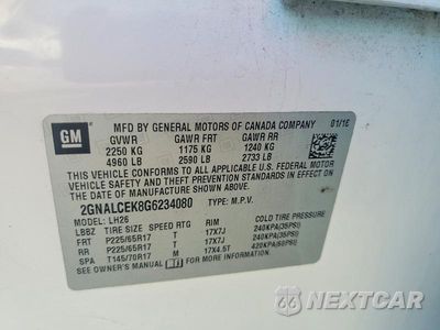 Zdjęcie 13 z 13 samochodu: 2016 CHEVROLET EQUINOX LT VIN:2GNALCEK8G6234080 - miniatura