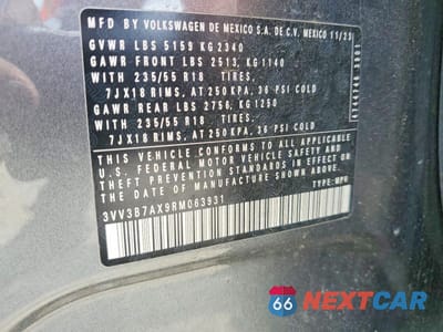 Zdjęcie 12 z 12 samochodu: 2024 VOLKSWAGEN TIGUAN SE VIN:3VV3B7AX9RM063931 - miniatura