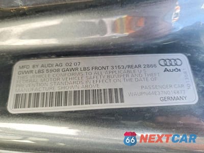 Zdjęcie 13 z 13 samochodu: 2007 AUDI S8 QUATTRO VIN:WAUPN44E37N016877 - miniatura