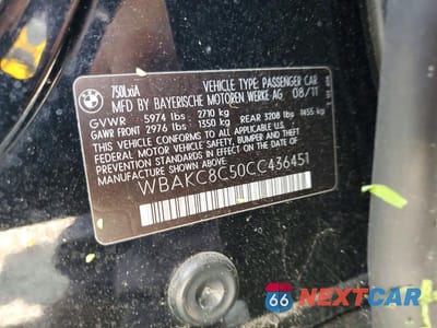 Zdjęcie 12 z 12 samochodu: 2012 BMW 750 LXI VIN:WBAKC8C50CC436451 - miniatura