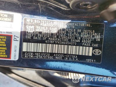 Zdjęcie 12 z 12 samochodu: 2017 TOYOTA CAMRY SE VIN:4T1BF1FK5HU354070 - miniatura