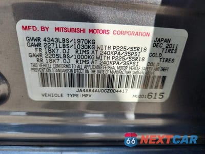 Zdjęcie 13 z 13 samochodu: 2012 MITSUBISHI OUTLANDER SPORT SE VIN:JA4AR4AU0CZ004417 - miniatura