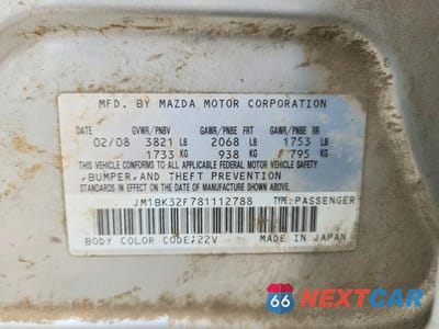 Zdjęcie 12 z 12 samochodu: 2008 MAZDA 3 I VIN:JM1BK32F781112788 - miniatura