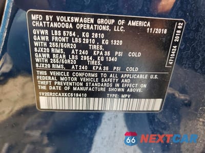Zdjęcie 13 z 13 samochodu: 2019 VOLKSWAGEN ATLAS SEL VIN:1V2ER2CAXKC519410 - miniatura