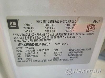Zdjęcie 13 z 13 samochodu: 2011 CHEVROLET TRAVERSE LS VIN:1GNKREED4BJ416287 - miniatura