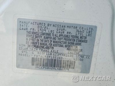 Zdjęcie 13 z 13 samochodu: 2021 NISSAN KICKS S VIN:3N1CP5BV2ML488779 - miniatura