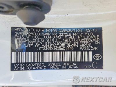Zdjęcie 12 z 12 samochodu: 2013 TOYOTA PRIUS TWO VIN:JTDKN3DU4D5601445 - miniatura