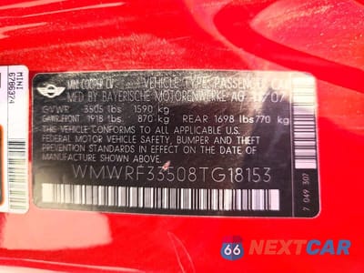 Zdjęcie 12 z 12 samochodu: 2008 MINI COOPER BASE VIN:WMWRF33508TG18153 - miniatura