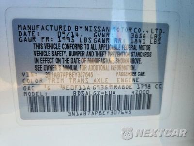 Zdjęcie 13 z 13 samochodu: 2014 NISSAN SENTRA SL VIN:3N1AB7AP8EY307645 - miniatura