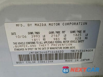 Zdjęcie 12 z 12 samochodu: 2007 MAZDA 3 HATCHBACK VIN:JM1BK344671646620 - miniatura