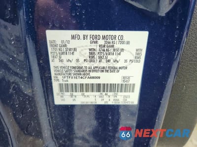 Zdjęcie 12 z 12 samochodu: 2012 FORD F150 SUPER CAB VIN:1FTFX1ET4CFA68009 - miniatura