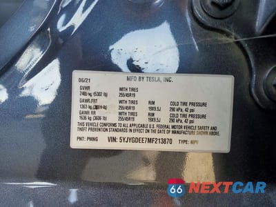 Zdjęcie 12 z 12 samochodu: 2021 TESLA MODEL Y VIN:5YJYGDEE7MF213870 - miniatura