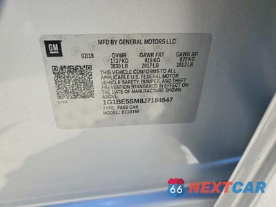 Zdjęcie 12 z 12 samochodu: 2018 CHEVROLET CRUZE LT VIN:1G1BE5SM8J7184547 - miniatura