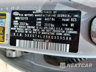 Zdjęcie 12 z 12 samochodu: 2019 KIA OPTIMA LX VIN:5XXGT4L35KG359588 - miniatura