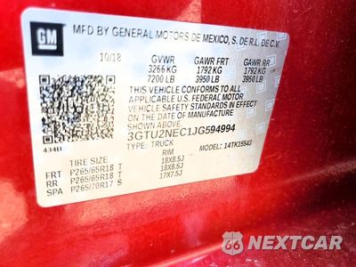 Zdjęcie 12 z 12 samochodu: 2018 GMC SIERRA K1500 SLT VIN:3GTU2NEC1JG594994 - miniatura