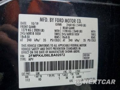 Zdjęcie 13 z 13 samochodu: 2020 FORD EDGE SEL VIN:2FMPK4J96LBA02072 - miniatura