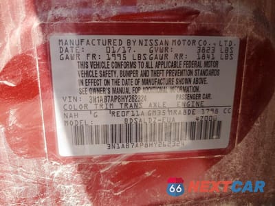 Zdjęcie 12 z 12 samochodu: 2017 NISSAN SENTRA SV VIN:3N1AB7AP8HY262324 - miniatura