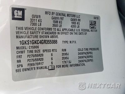 Zdjęcie 13 z 13 samochodu: 2016 GMC YUKON XL C1500 SLT VIN:1GKS1GKC4GR355088 - miniatura