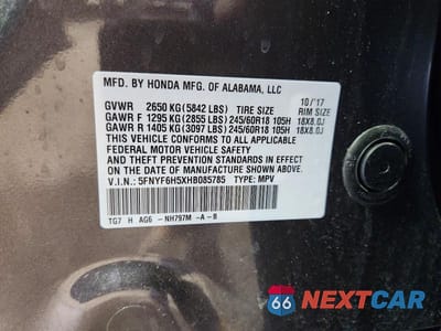 Zdjęcie 13 z 13 samochodu: 2017 HONDA PILOT EXL VIN:5FNYF6H5XHB085785 - miniatura