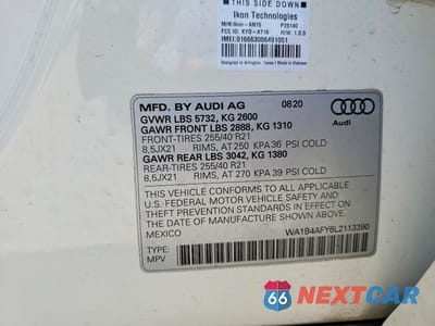 Zdjęcie 13 z 13 samochodu: 2020 AUDI SQ5 PREMIUM PLUS VIN:WA1B4AFY6L2113390 - miniatura