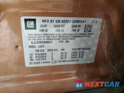 Zdjęcie 13 z 13 samochodu: 2017 BUICK ENCORE PREFERRED VIN:KL4CJESBXHB086613 - miniatura