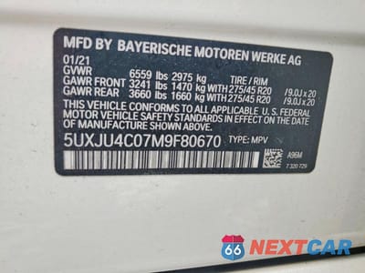 Zdjęcie 14 z 14 samochodu: 2021 BMW X5 M50I VIN:5UXJU4C07M9F80670 - miniatura