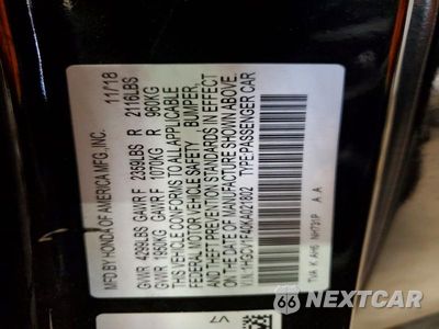 Zdjęcie 13 z 13 samochodu: 2019 HONDA ACCORD EX VIN:1HGCV1F40KA021802 - miniatura