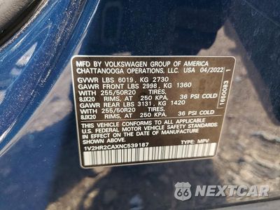 Zdjęcie 12 z 12 samochodu: 2022 VOLKSWAGEN ATLAS SE VIN:1V2HR2CAXNC539187 - miniatura