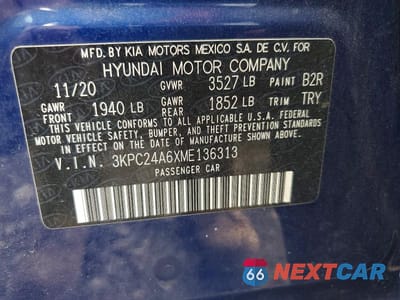 Zdjęcie 12 z 12 samochodu: 2021 HYUNDAI ACCENT SE VIN:3KPC24A6XME136313 - miniatura
